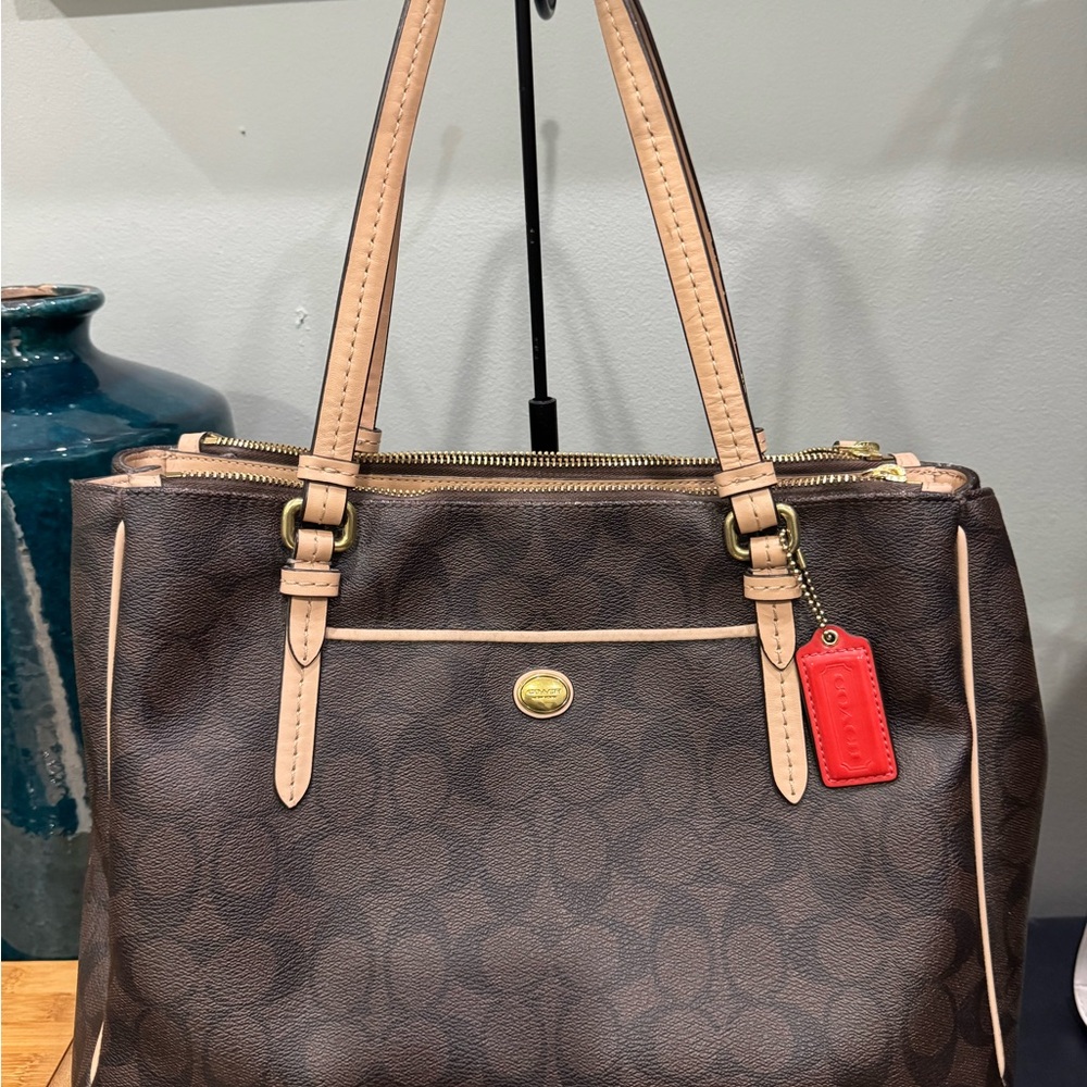 Coach Signature Triple Compartment Hand Bag